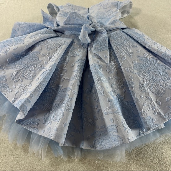 Gold Kids Elegant Blue Dress-Bow Embroidered Brocade Tulle Sz 2-3 Years/98 (3T) - Picture 8 of 14